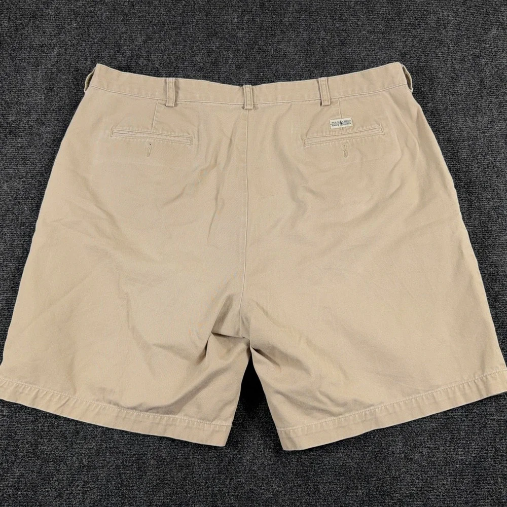 Polo Ralph Lauren Chino Shorts Pleated Cotton Twill 42 Khaki Tan Mens Casual‎